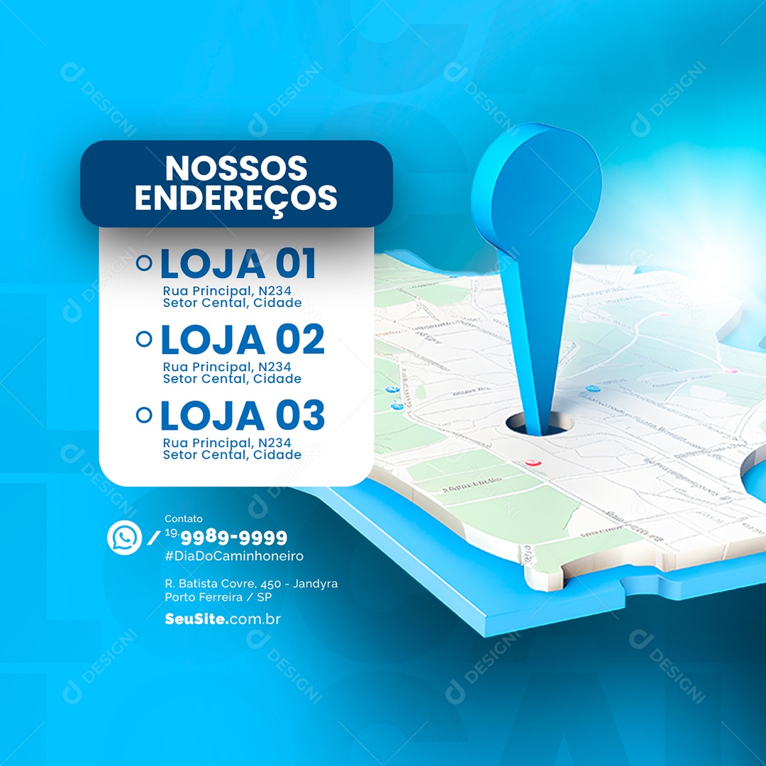 Nossos Endereços Avisos Social Media PSD Editável
