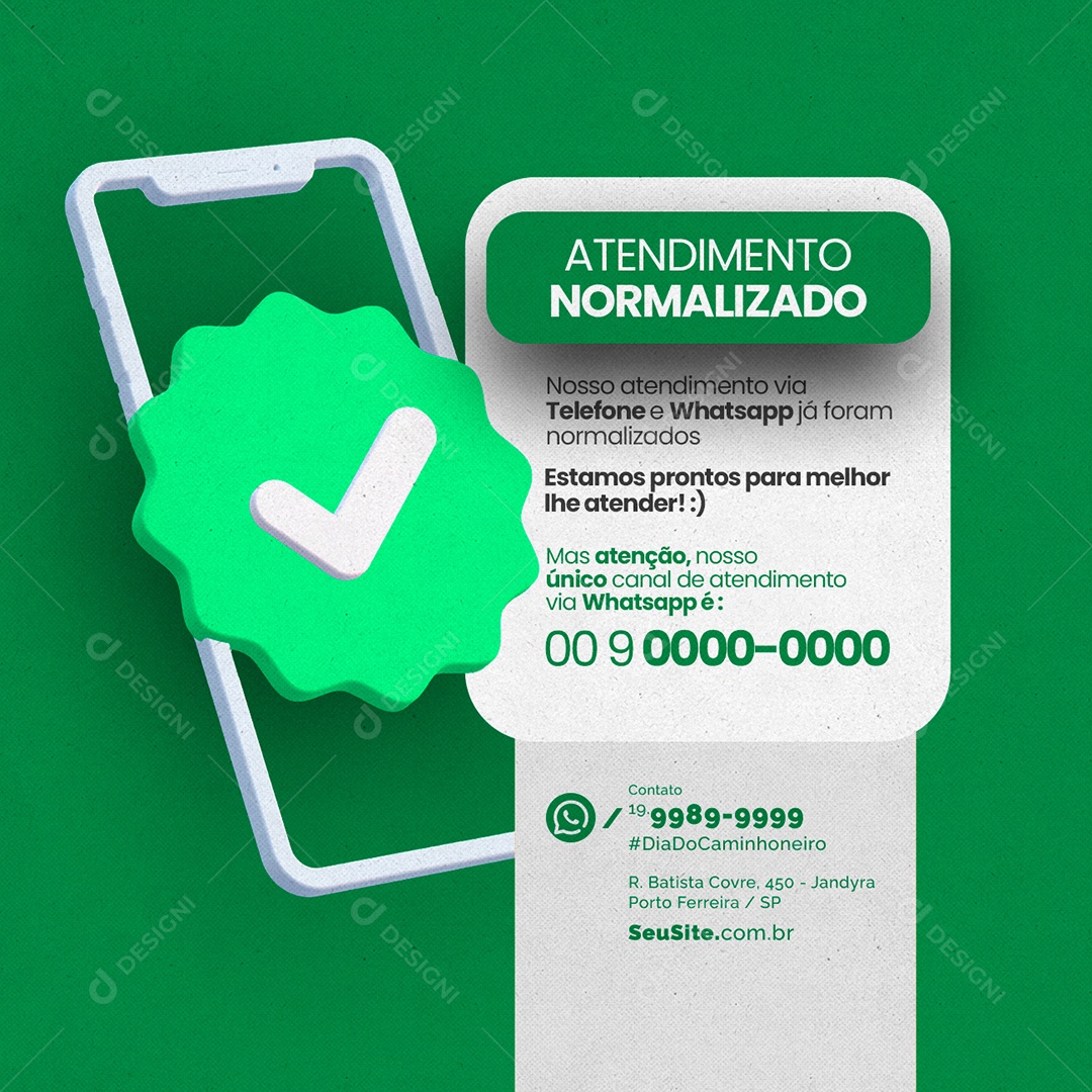 Atendimento Normalizado Aviso Social Media PSD Editável