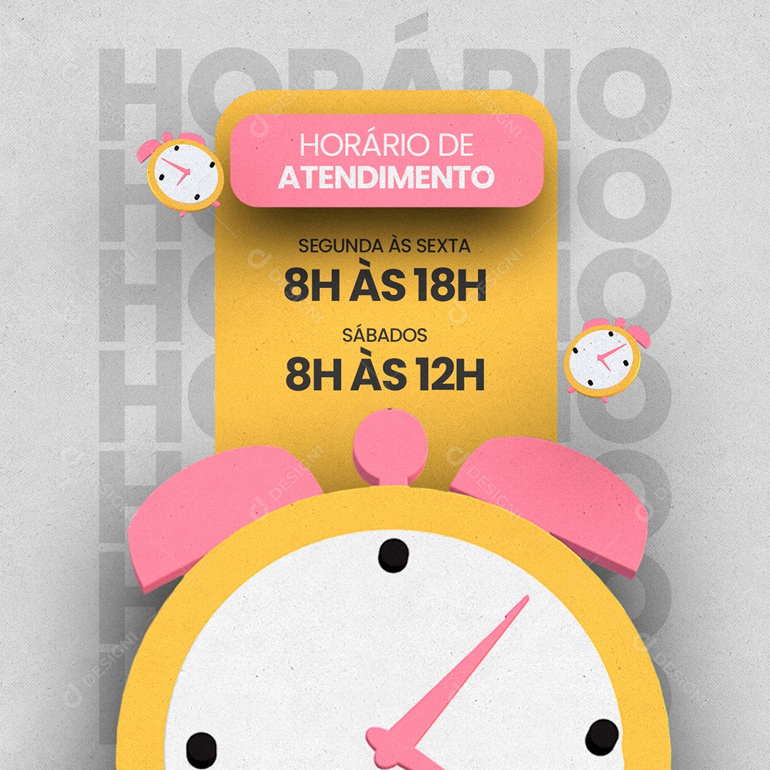 Horário de Atendimento Sábado Avisos Comunicado Social Media PSD Editável