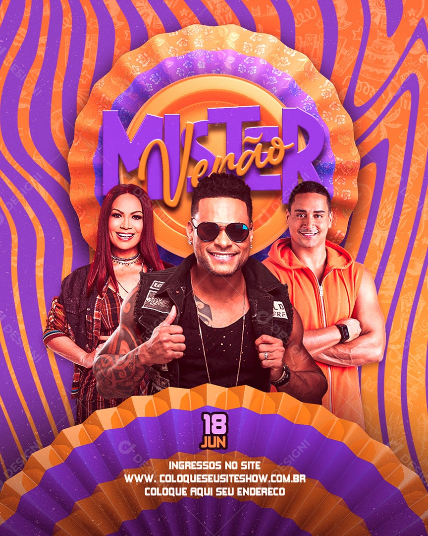 Social Media Flyer Feed Evento Mister Verão PSD Editável