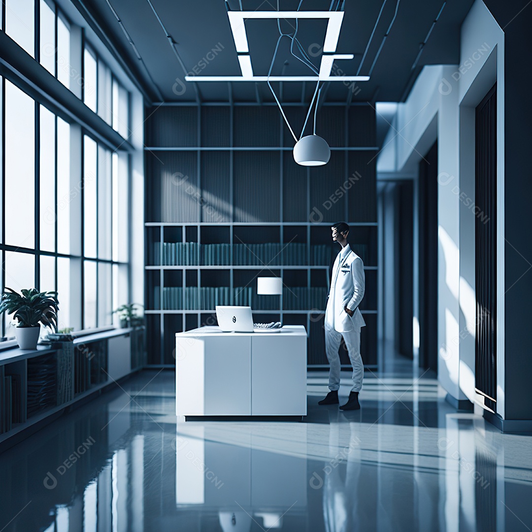 Médico no interior de seu escritório