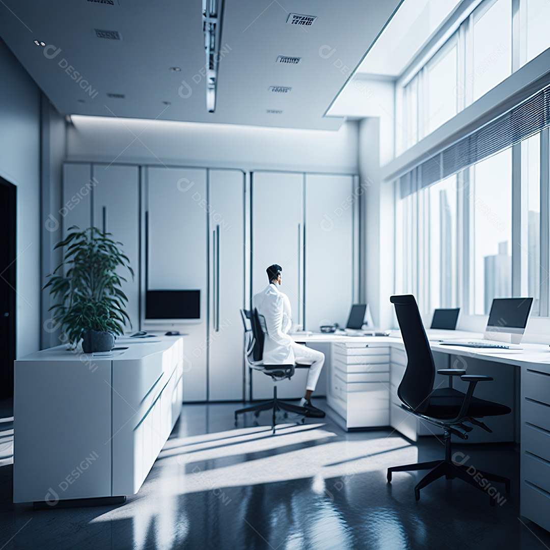 Médico no interior de seu escritório