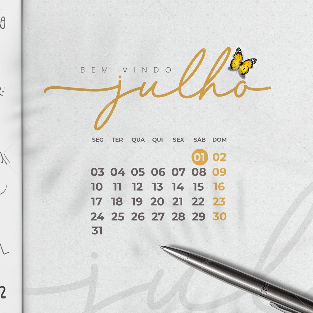Bem Vindo Mês de Julho Social Media PSD Editável