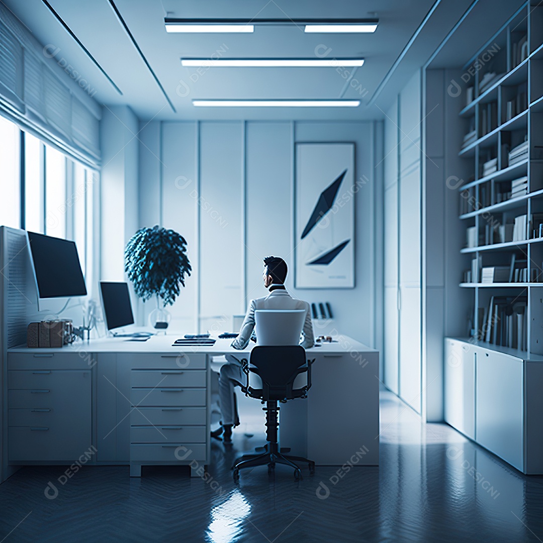 Médico no interior de seu escritório