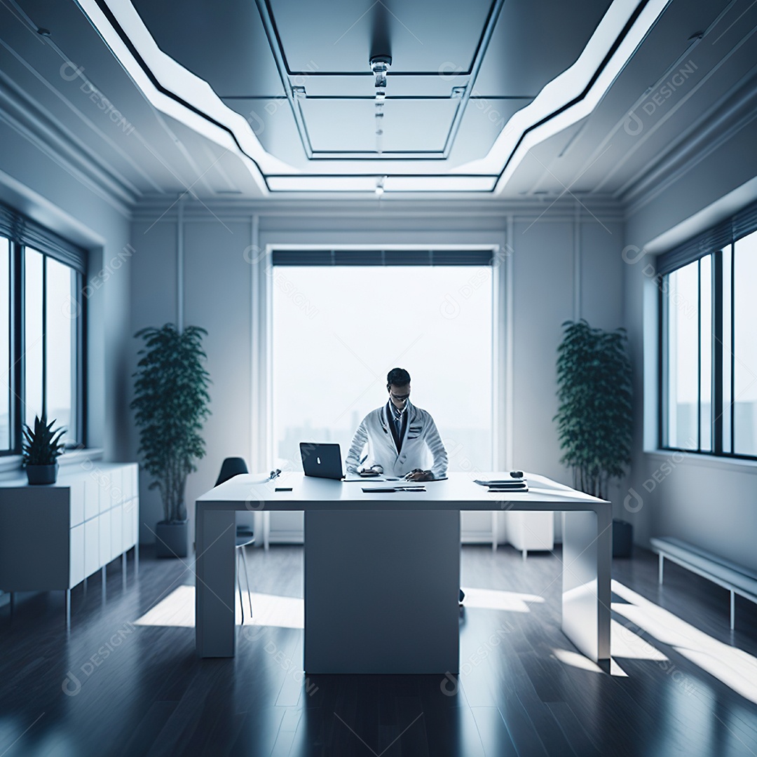 Médico no interior de seu escritório