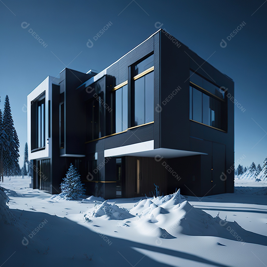 Casa preta design moderno e minimalista