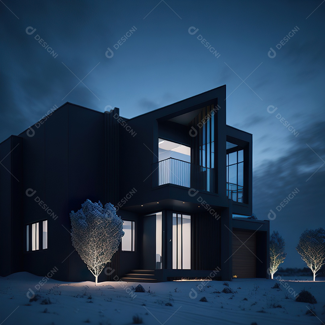 Casa preta com moderno e minimalista