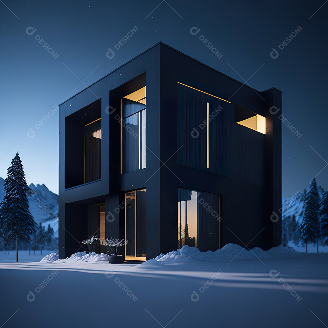 Casa preta com moderno e minimalista