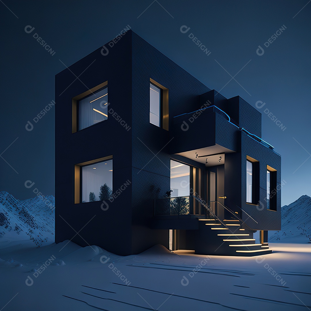 Casa preta com moderno e minimalista