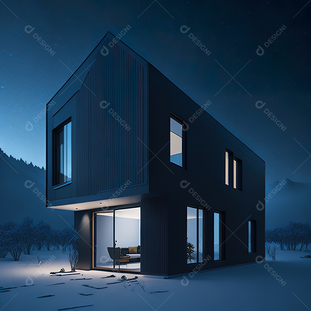 Casa preta com moderno e minimalista