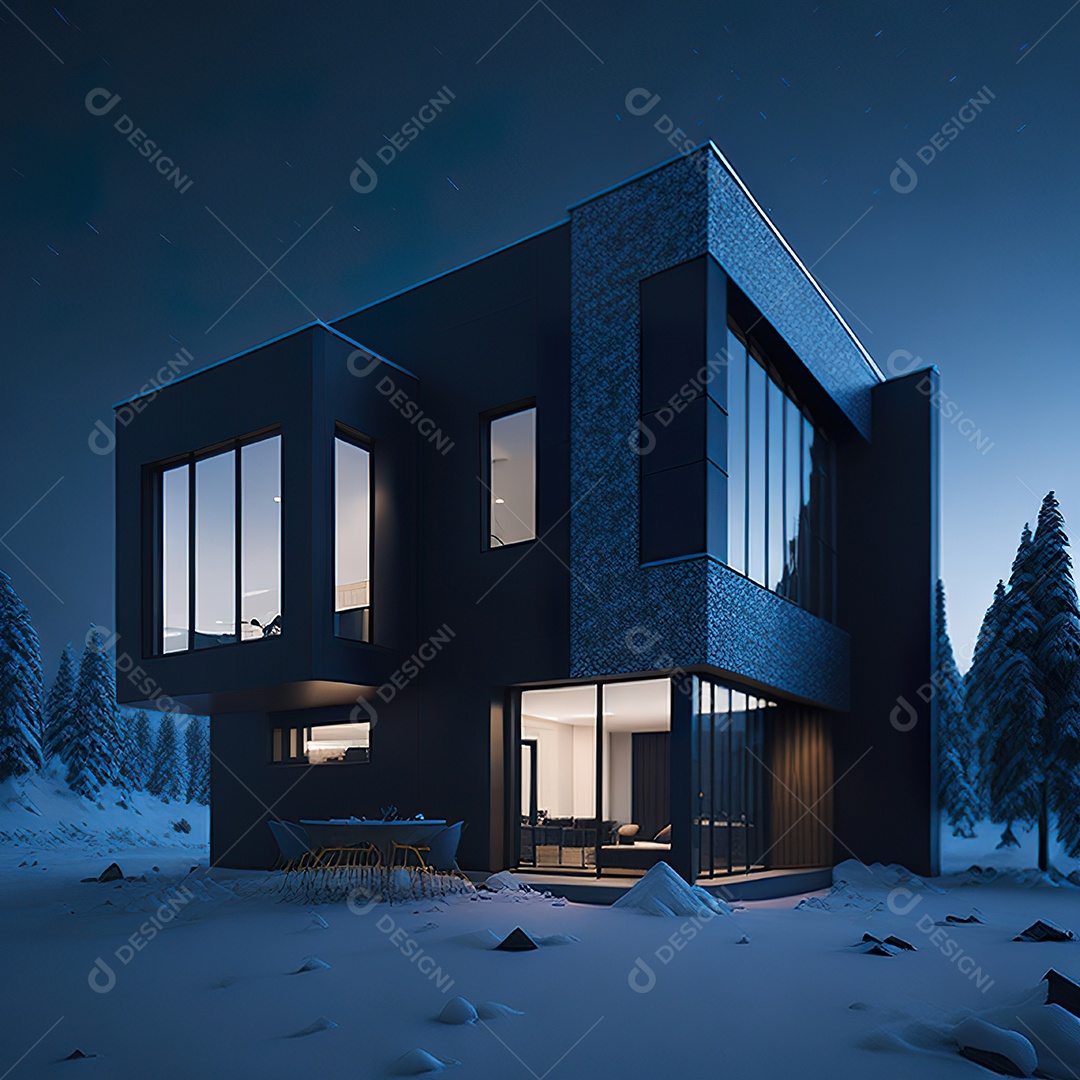 Casa preta com moderno e minimalista