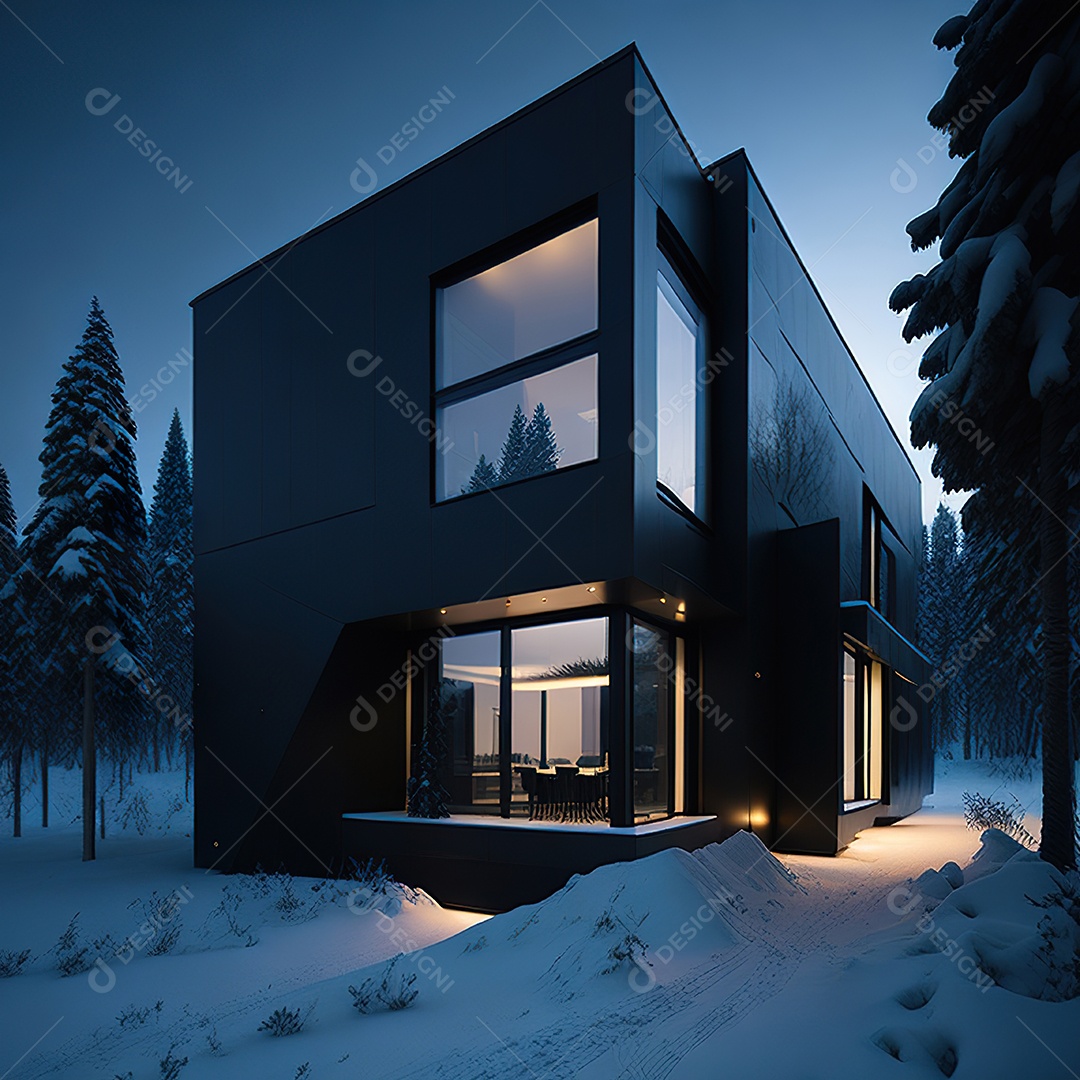 Casa preta com moderno e minimalist