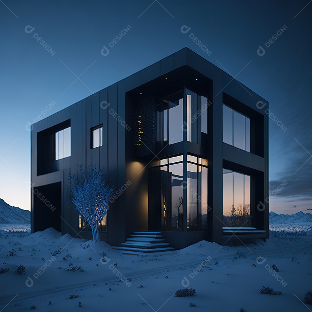 Casa preta com moderno e minimalist