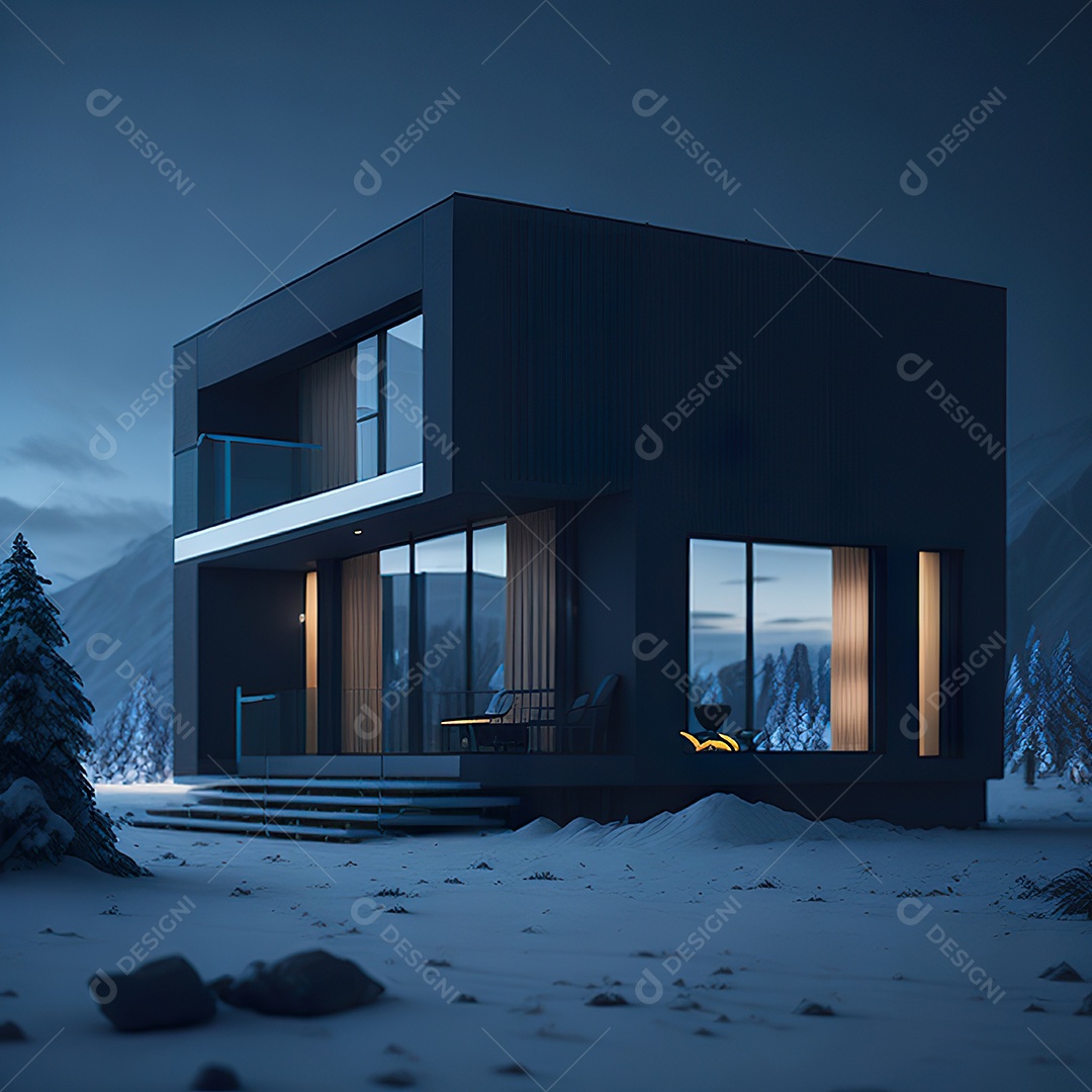 Casa preta com moderno e minimalista