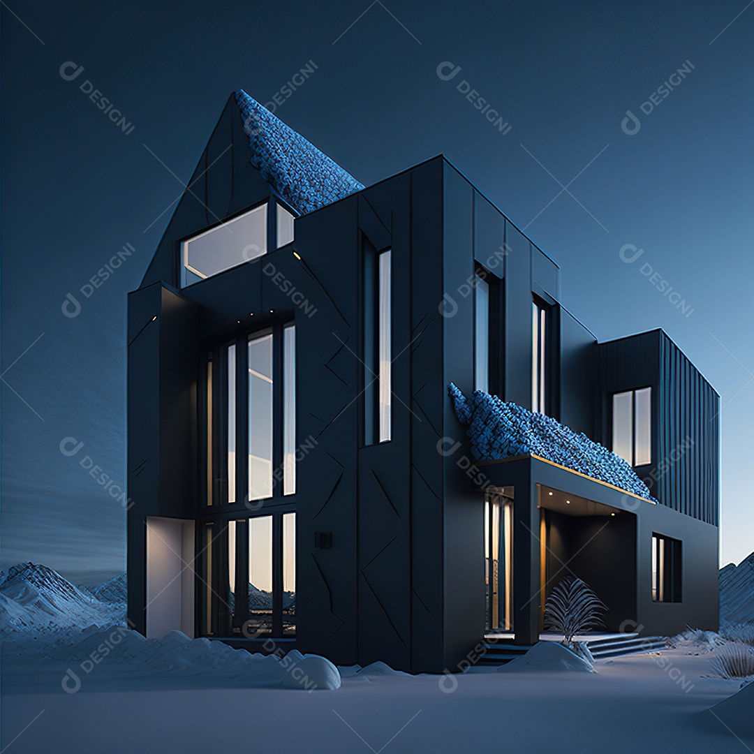 Casa preta com moderno e minimalista