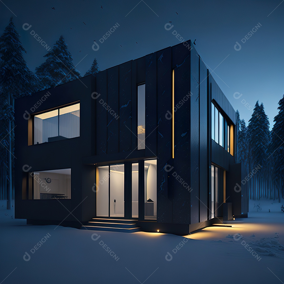 Casa preta com moderno e minimalista