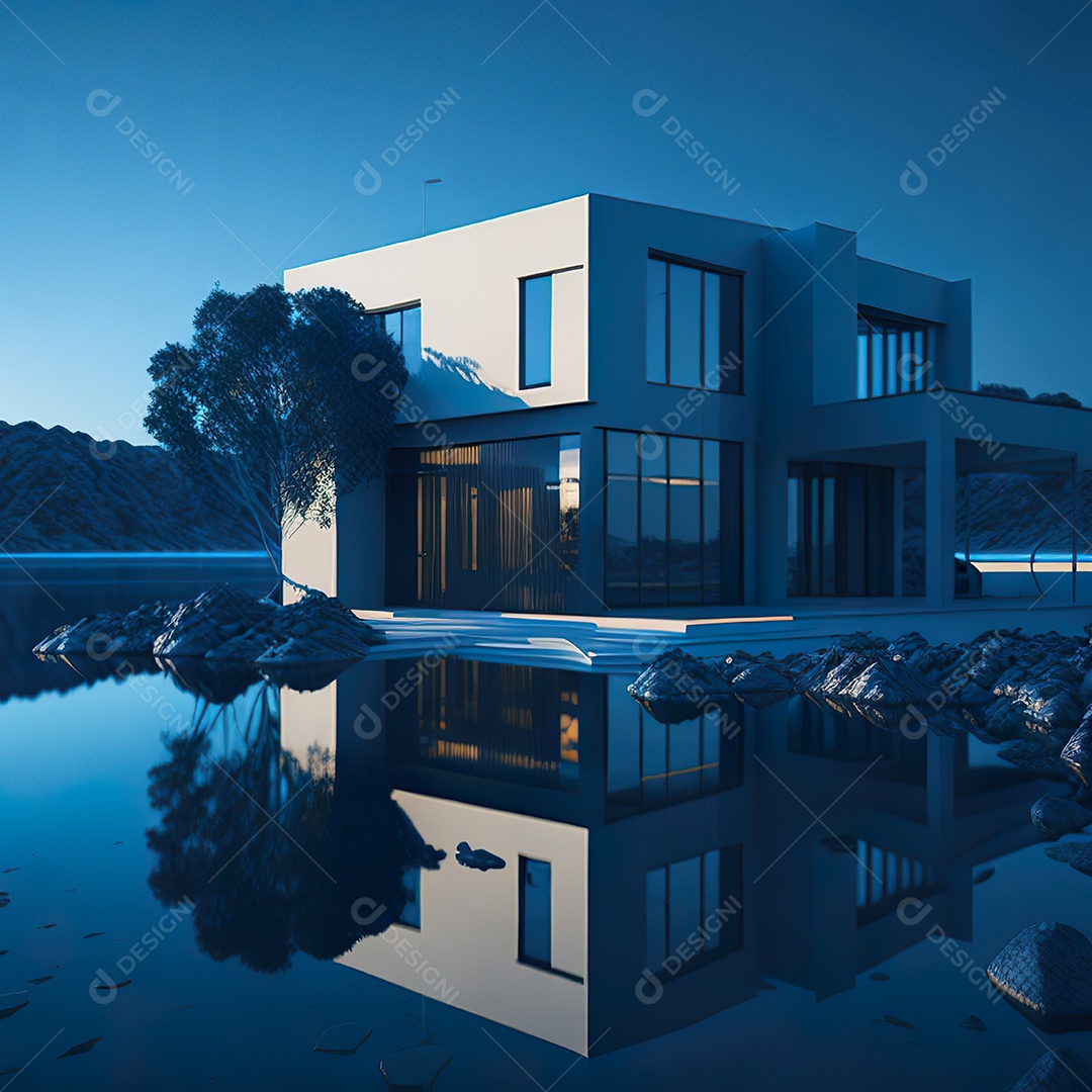 Casa azul design moderno e minimalista