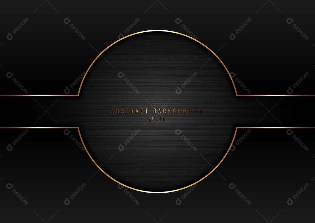 Background Círculo Preto Abstrato Com Borda Dourada Vetor EPS