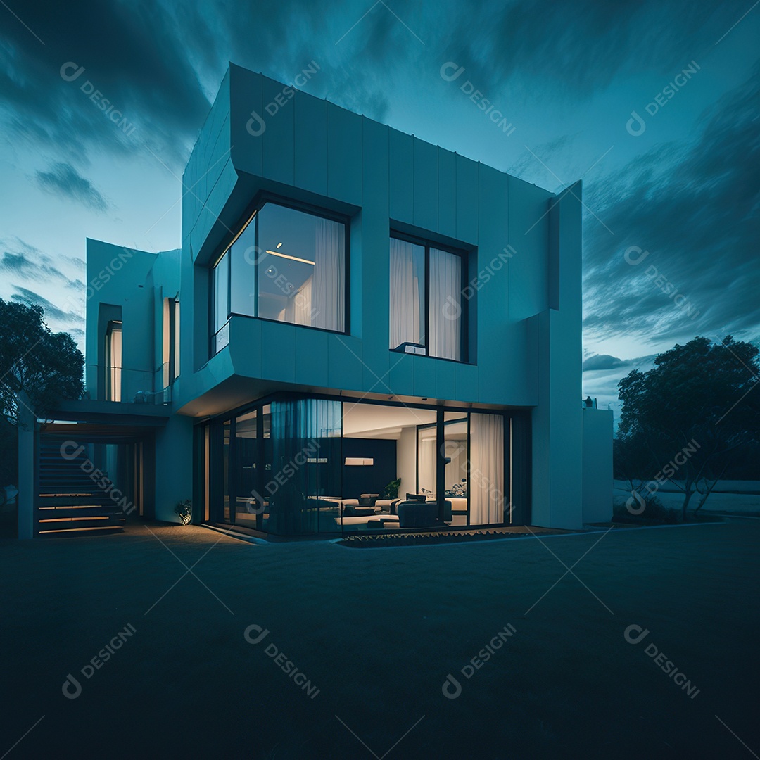 Casa ciano com design moderno e minimalista