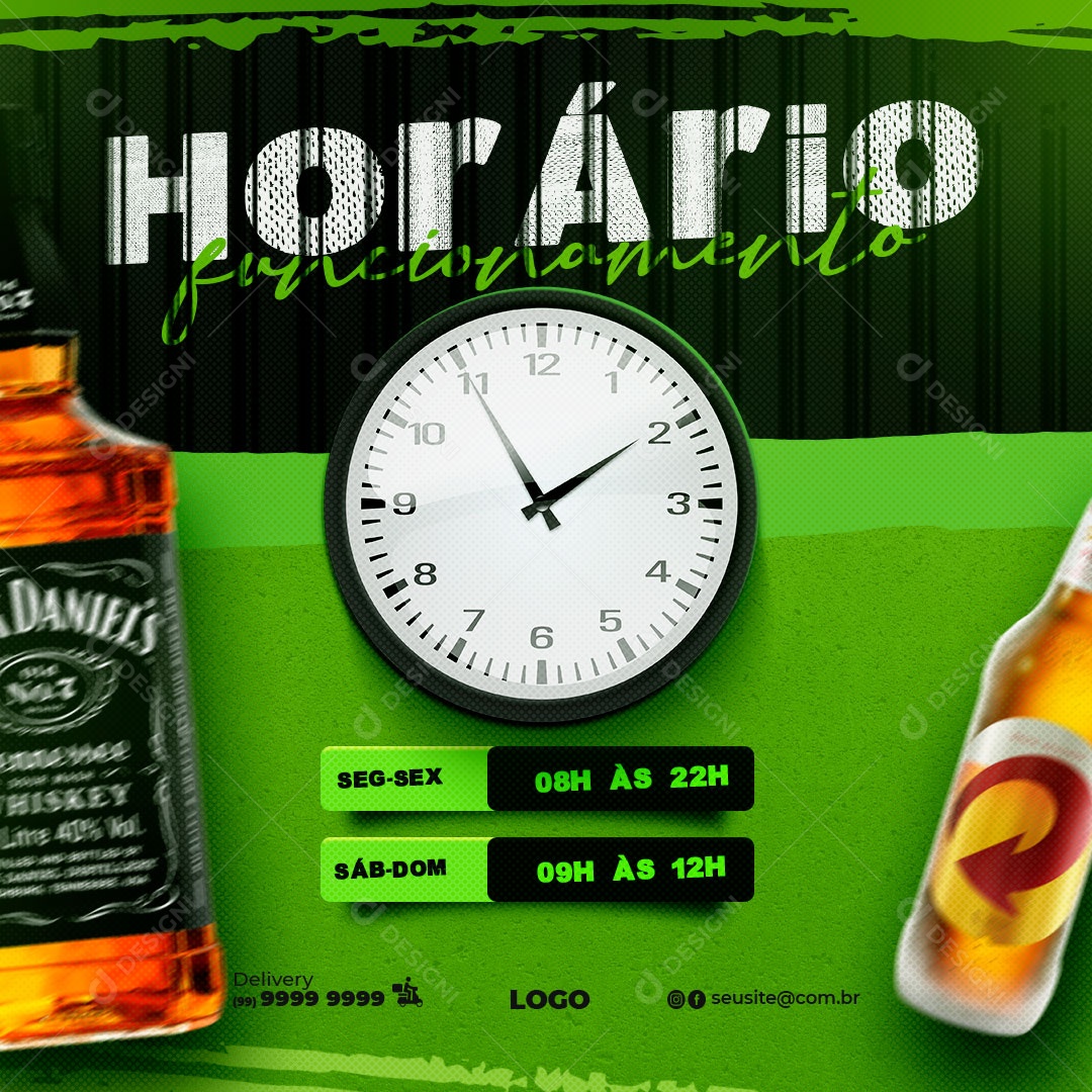 Social Media Feed Horário De Funcionamento PSD Editável