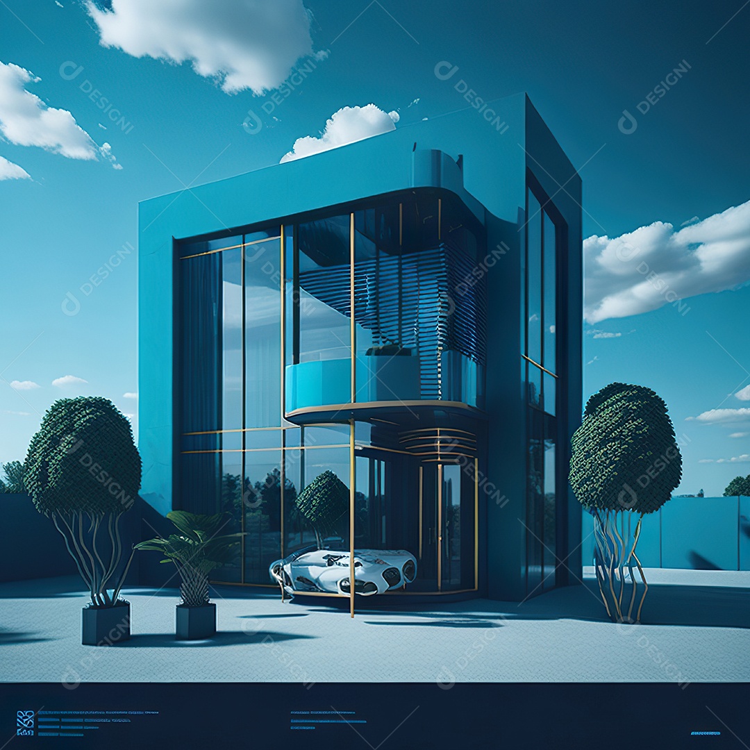 Casa ciano com design moderno e minimalista