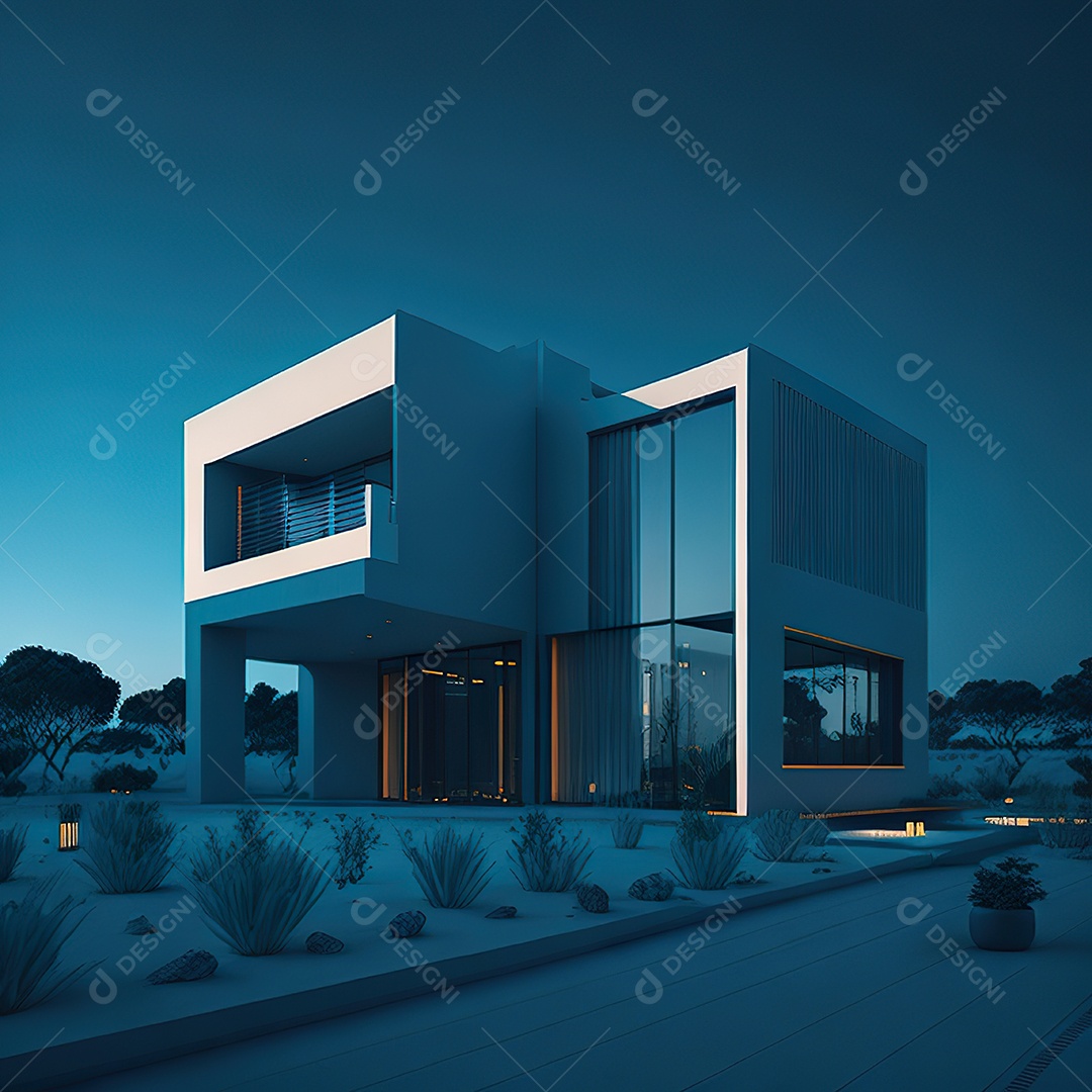 Casa ciano com design moderno e minimalista