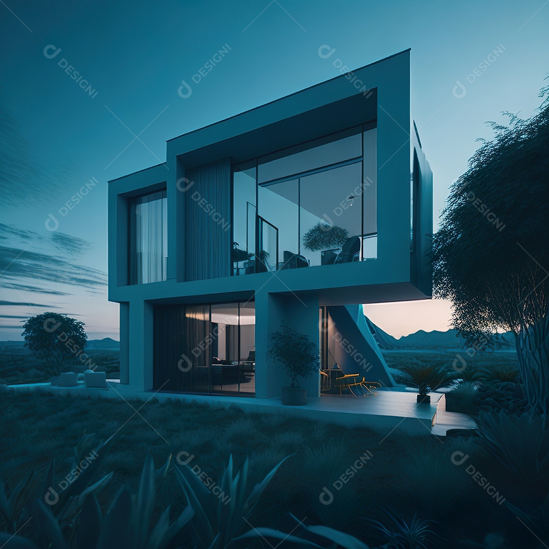 Casa ciano com design moderno e minimalista