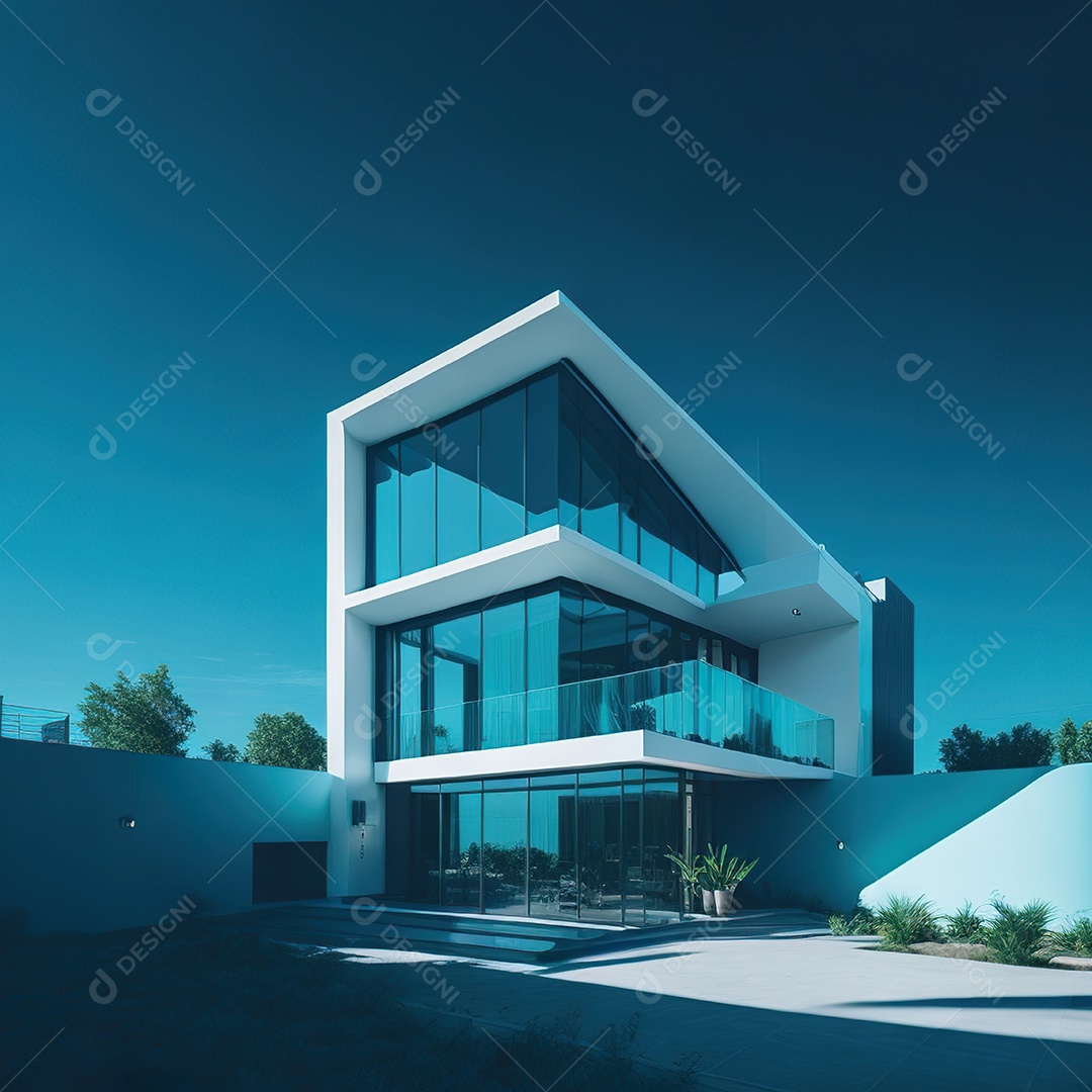 Casa ciano com design moderno e minimalista