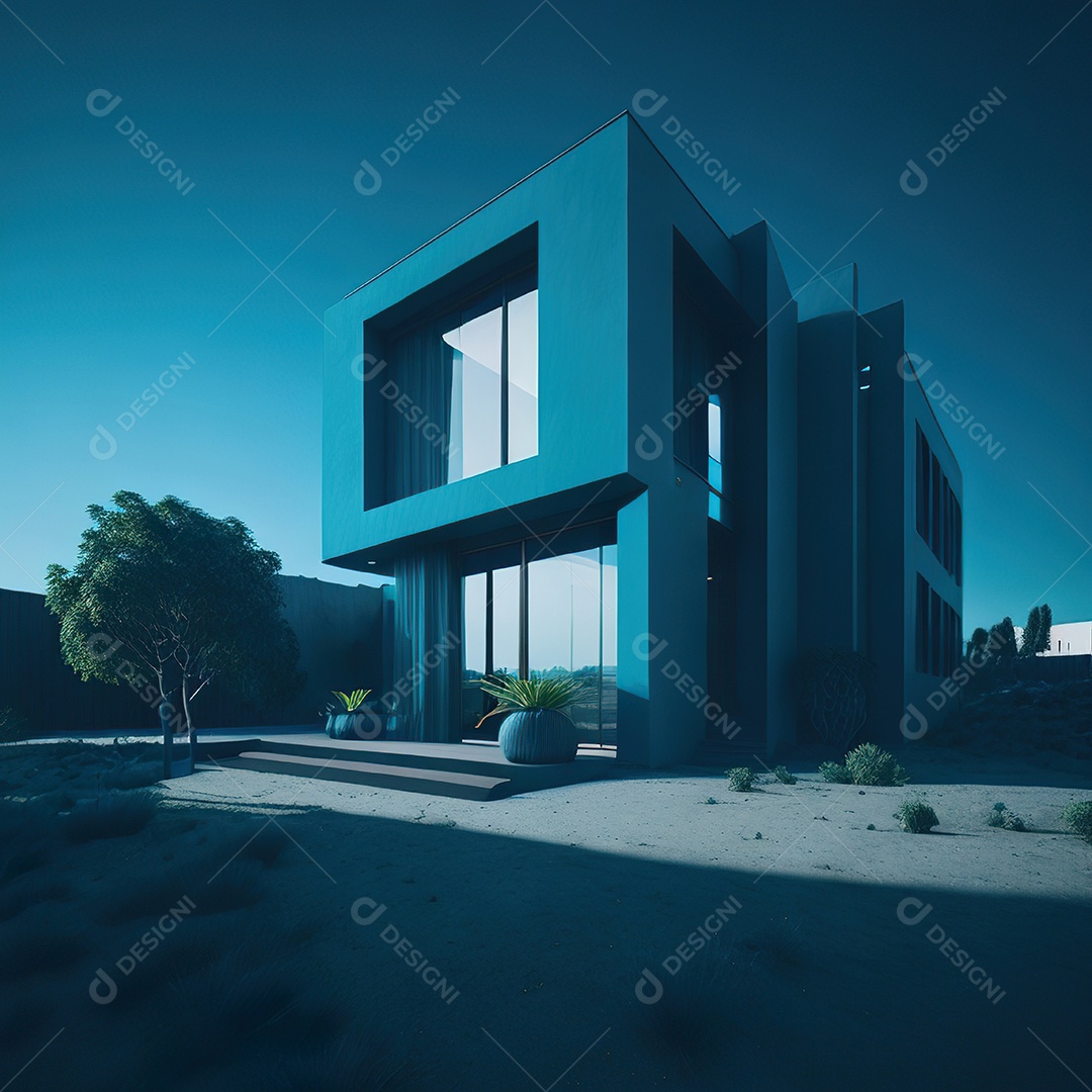 Casa ciano com design moderno e minimalista