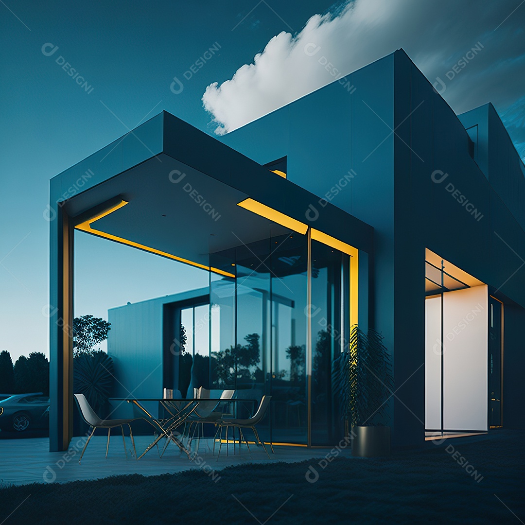 Casa ciano com design moderno e minimalista