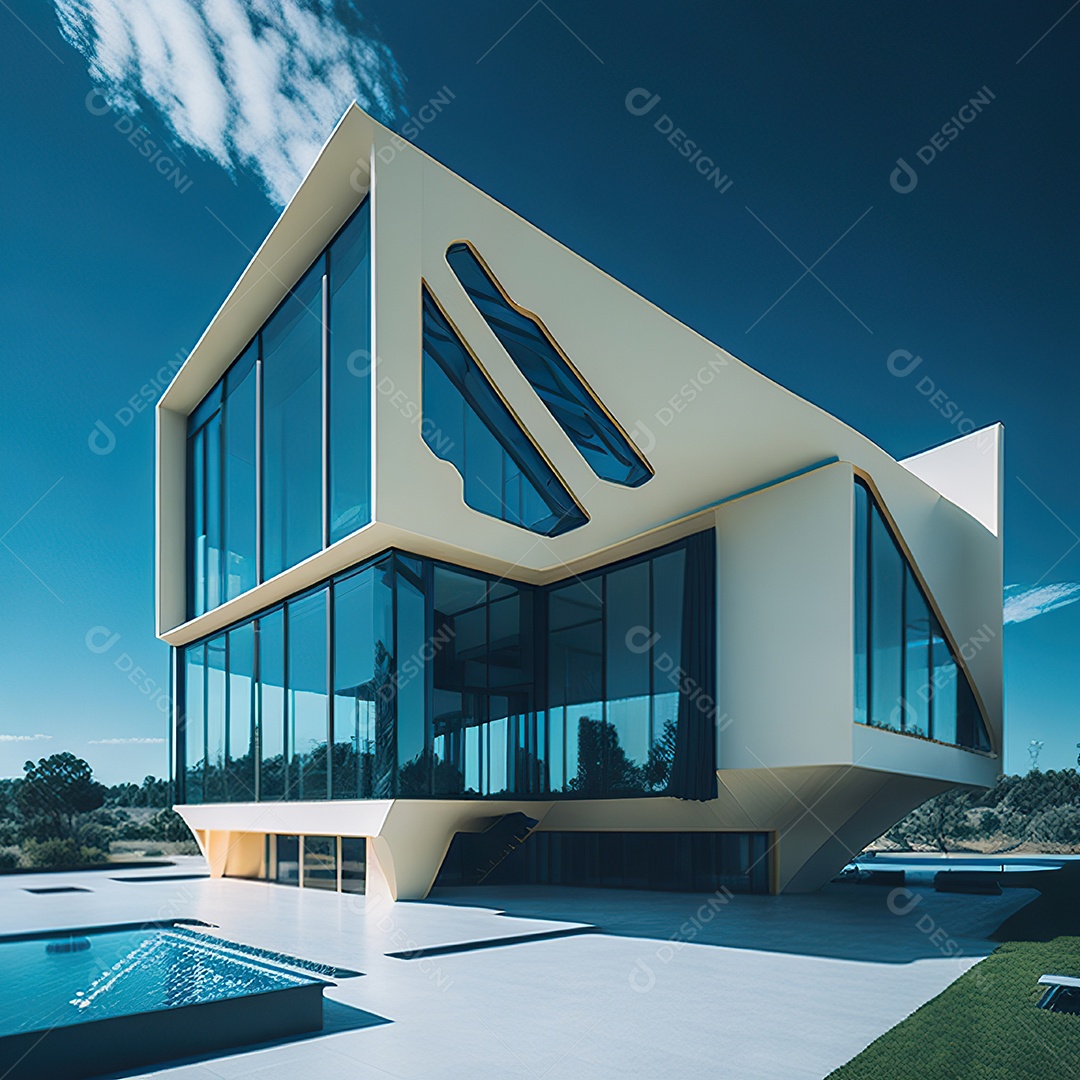 Casa ciano com design moderno e minimalista