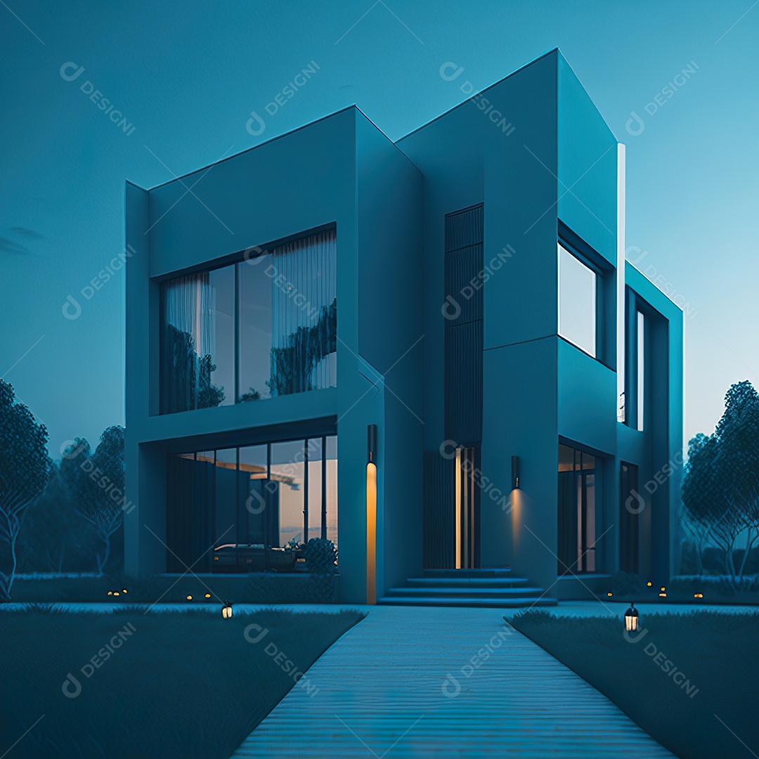 Casa ciano com design moderno e minimalista