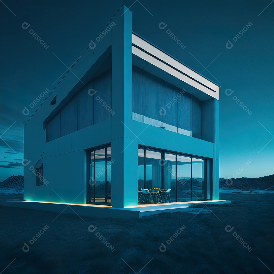 Casa ciano com design moderno e minimalista