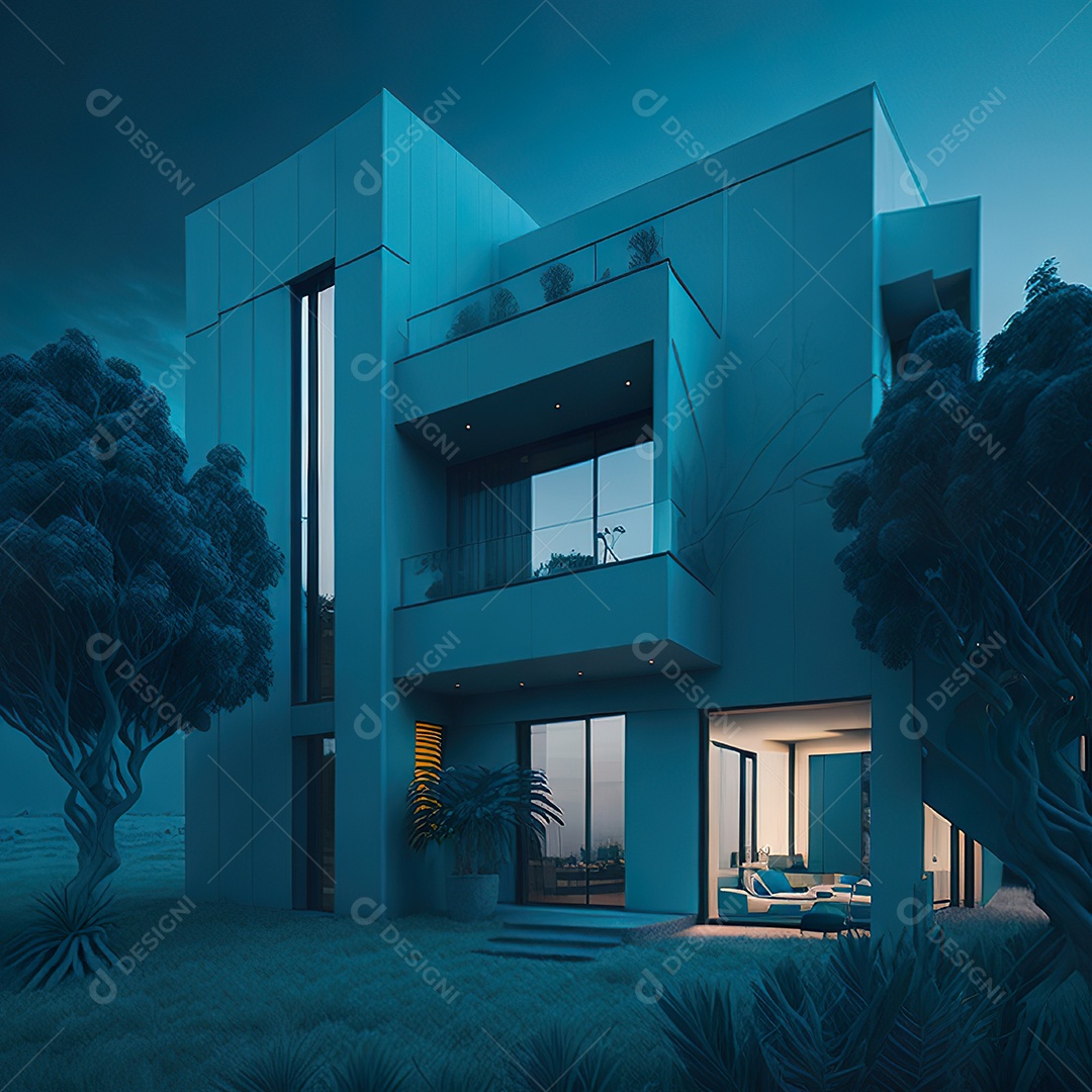 Casa ciano com design moderno e minimalista