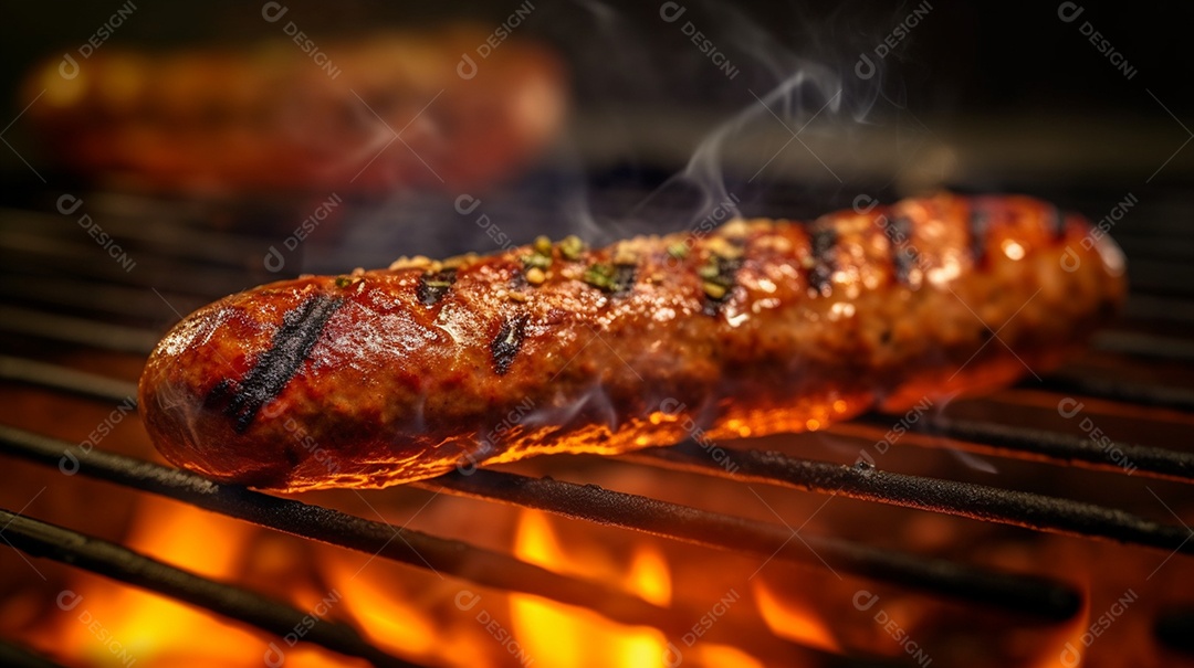 Linguiça grelhada na churrasqueira