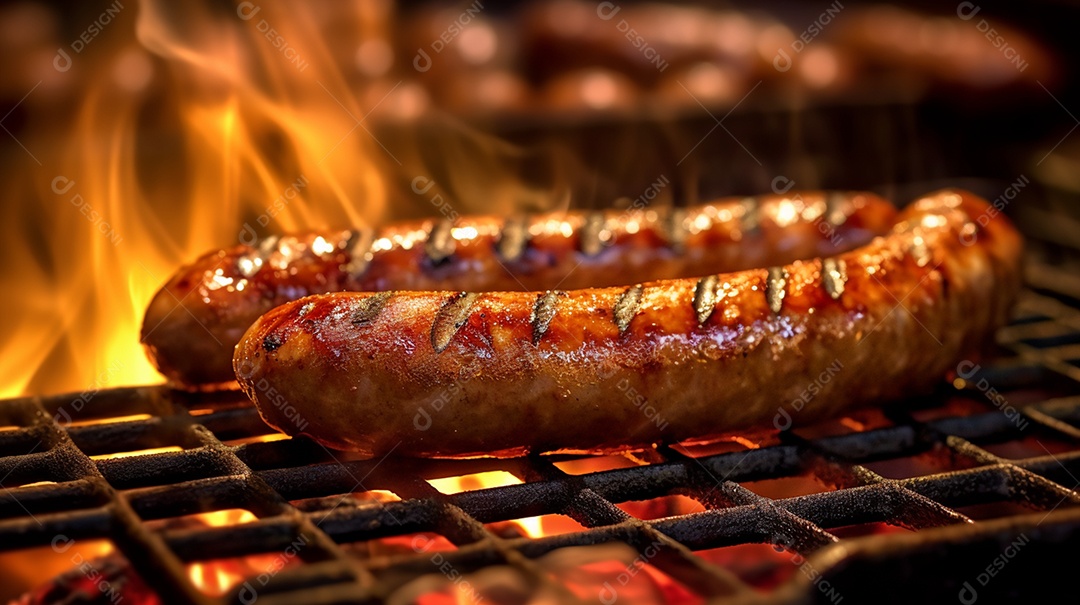 Linguiça grelhada na churrasqueira