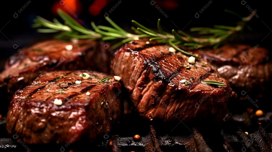 Bife suculento na churrasqueira