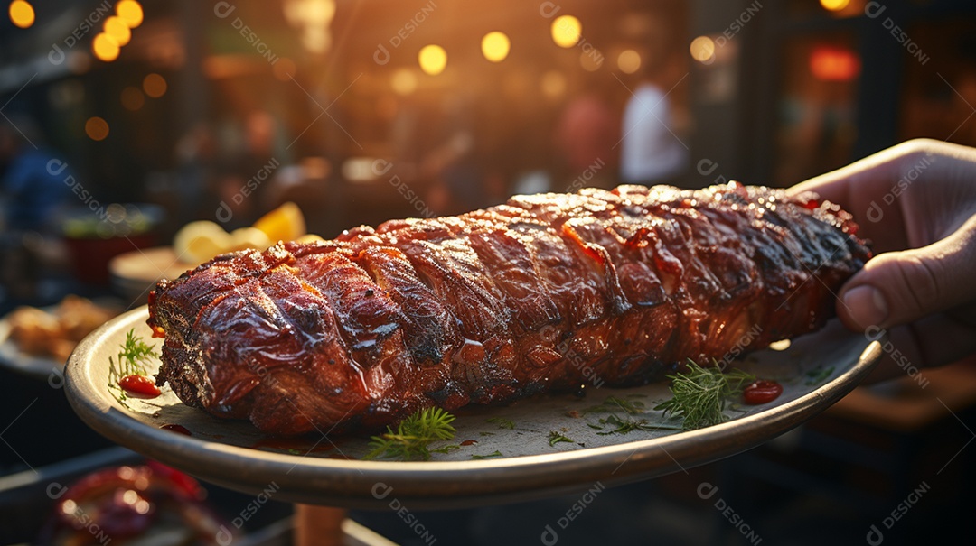 Carne grelhada na churrasqueira