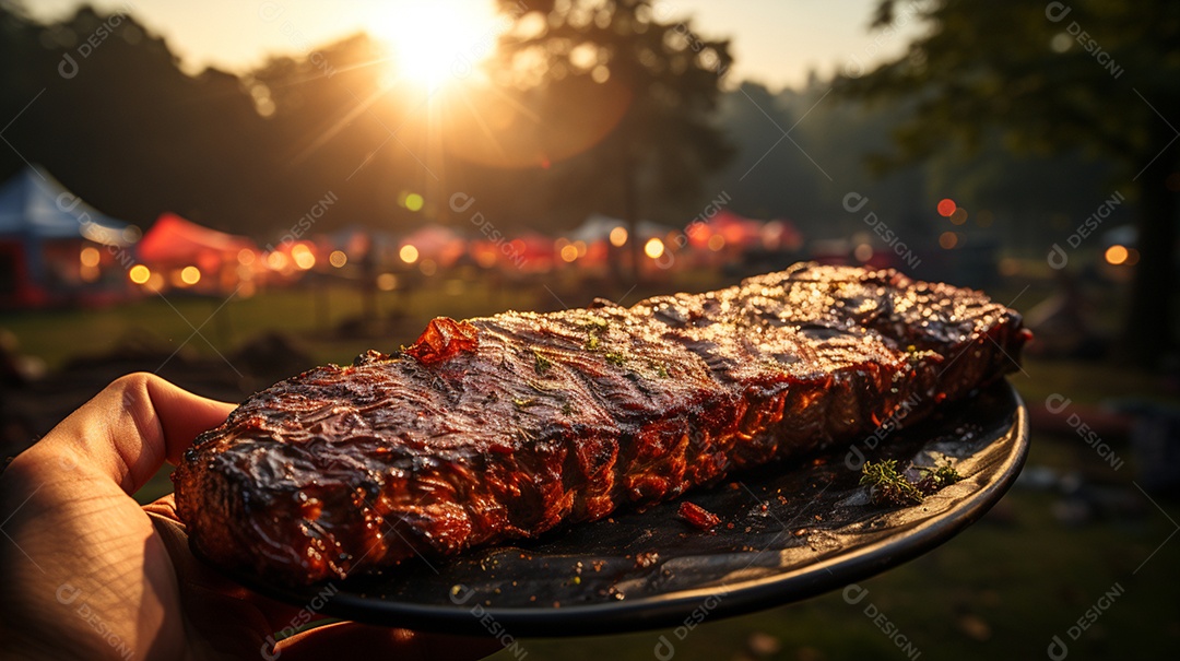 Carne grelhada na churrasqueira