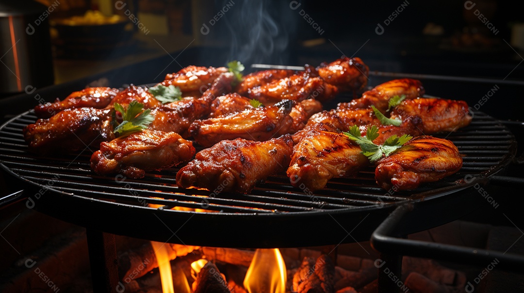 Bife sendo grelhada na churrasqueira