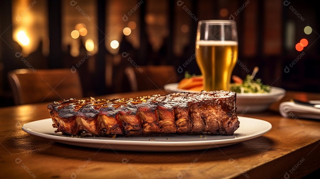 Bifes suculento grelhado na churrasqueira