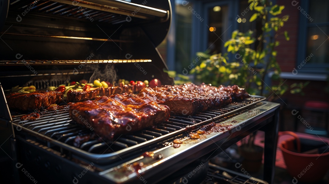 Bifes suculento grelhado na churrasqueira