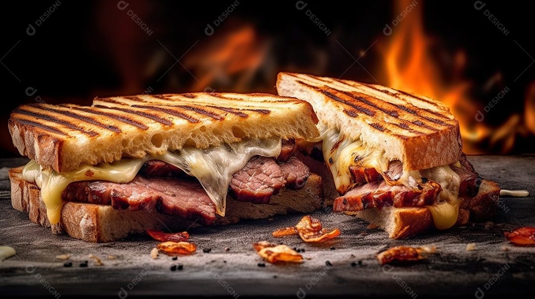 Lanche com carne de churrasco delicioso