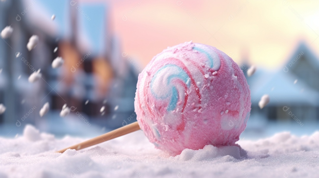 Deliciosa bola de sorvete de morango