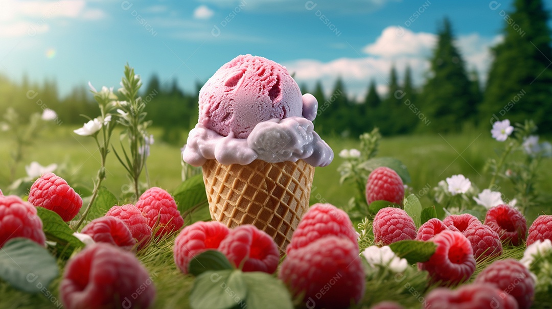 Deliciosa casquinha de sorvete de cereja