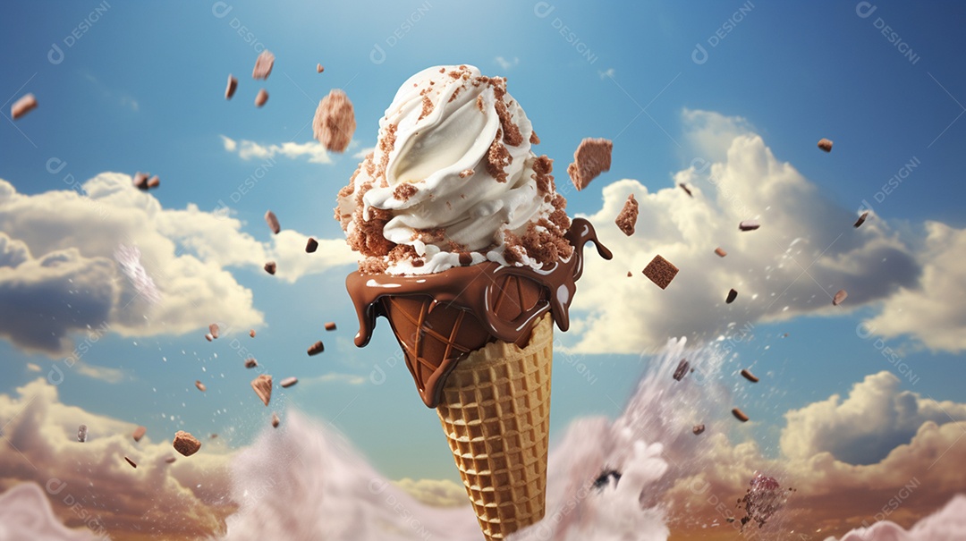 Deliciosa casquinha de sorvete de creme