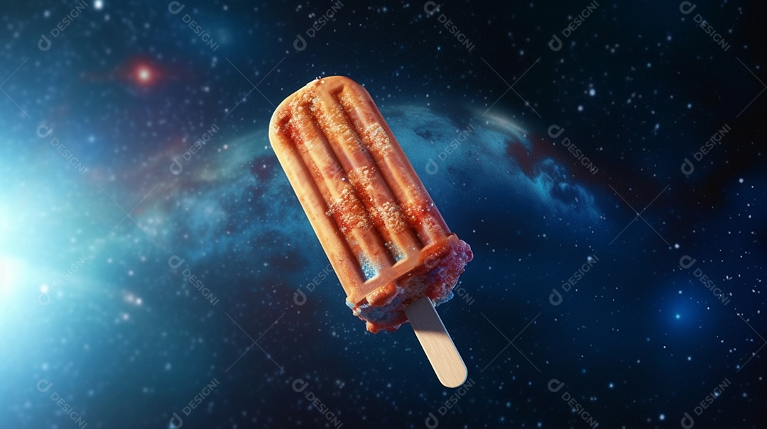 Delicioso picolé em fundo colorido