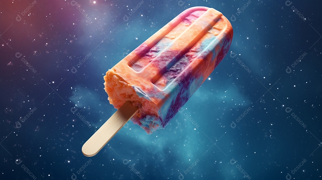 Delicioso picolé em fundo colorido