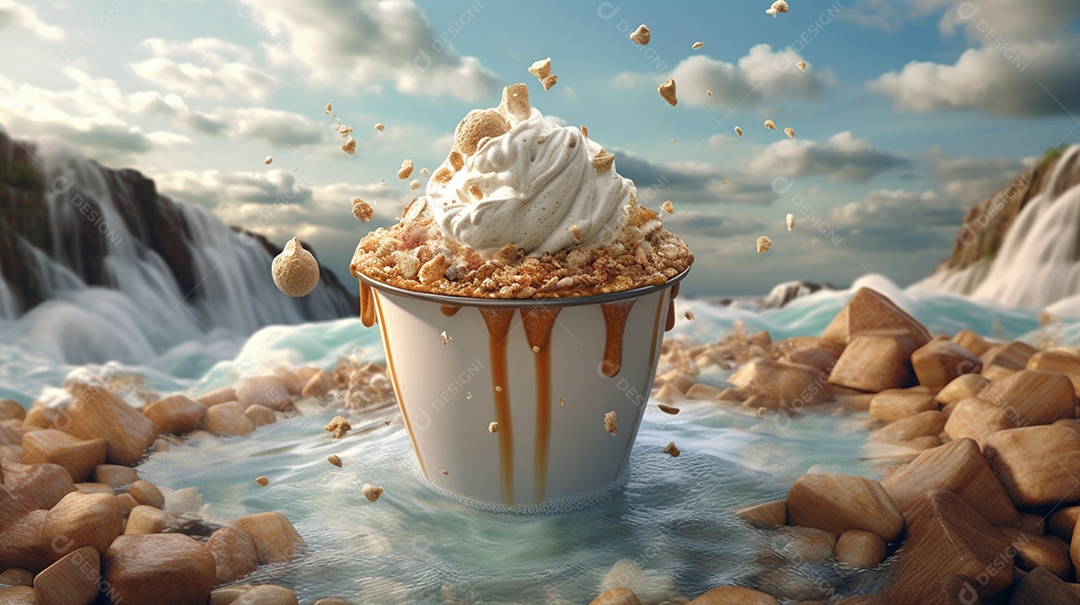 Copo com delicioso sorvete de creme