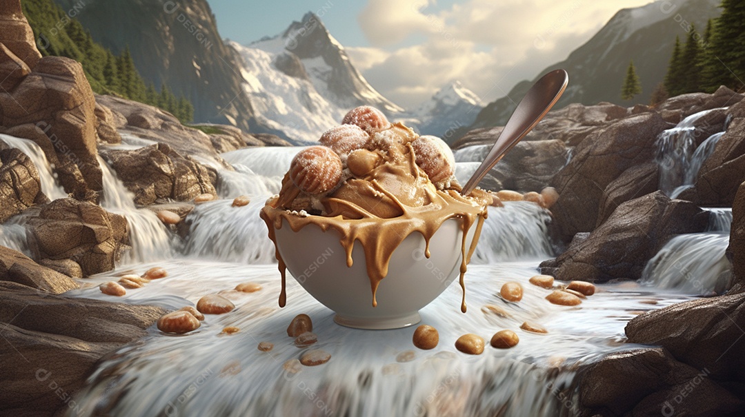 Copo com delicioso sorvete de creme